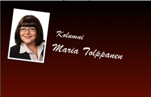 Maria Tolppasen uusi logo, jossa sininen M-kirjain