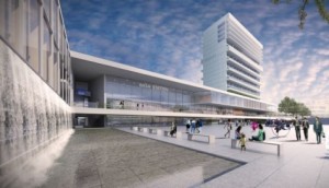 Wasa Station -suunnitelman havainnekuva Vaasan matkahuollontorista