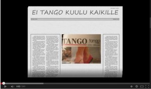 Tanssiva pariskunta tangofestivaaleilla, mies pitelee naista tiukasti