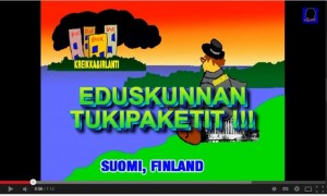Lenni Laatikainen puhumassa eduskunnan tukipaketeista