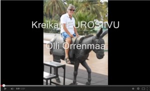 Olli Orrenmaan Eurosiivu-teos, jossa on euroseteleitä ja viipaleita