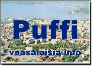 Vaasalaisia infon Puffit-mainoksia, joissa lukee "Kirjoita itse"