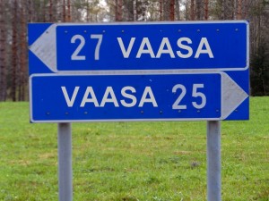 Vaasan ja ympäröivien kuntien kyltti