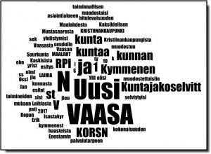 Vaasan seudun kuntia kartalla, neljä niistä korostettuina