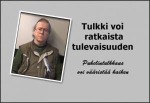 Tulkki ja asiakas keskustelevat vakavasti