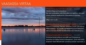 Vaasan kaupungin verkkosivujen etusivu, jossa somevirta huonosti esillä