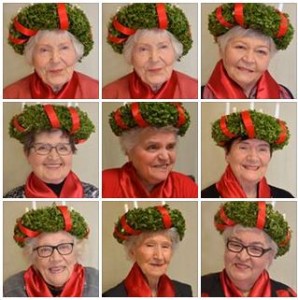 Vaasan Lucia-mummo vuodelta 2014 kruunu päässään