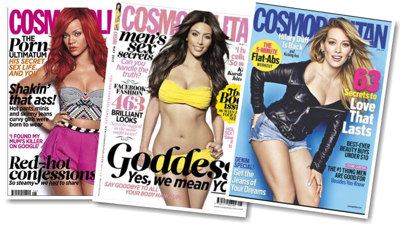 Cosmo-naisen elämäntyyliä kuvaava kollaasi