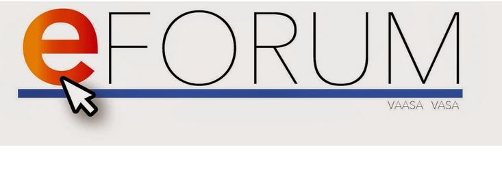 eForum Vaasa -ryhmän logo, jossa on sininen E-kirjain