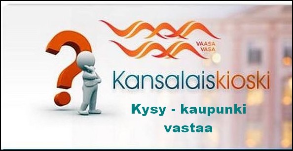 Kansalaiskioskin työntekijöitä auttamassa asiakkaita Vaasan kaupungintalolla