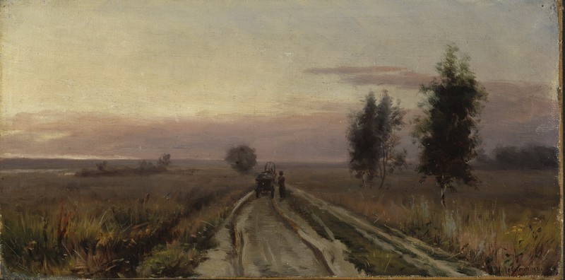 Levitanin maalaus kylätiestä, kesänäyttelyn teos