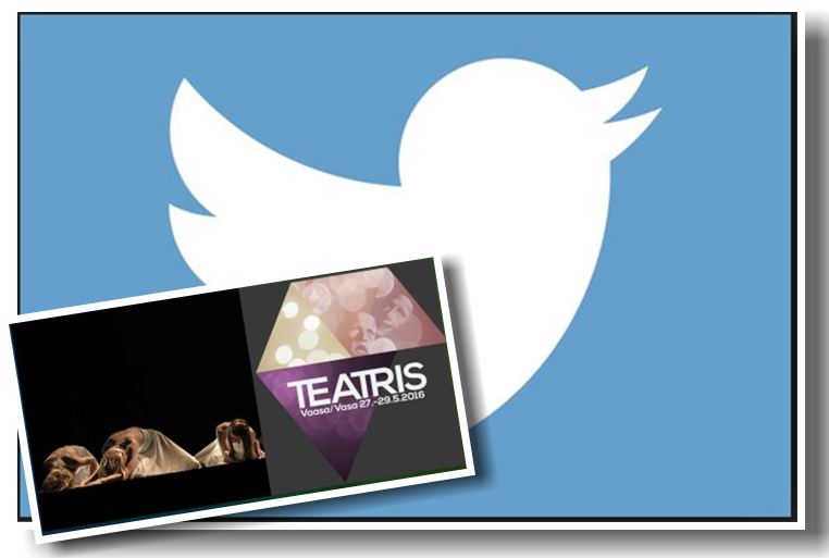 Teatris-yhtiön logo sinisellä taustalla