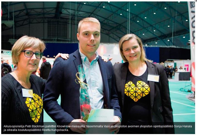 Petri Bäckman, Vaasan yliopiston vuoden aikuisopiskelija