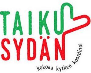 Taikusydän-logossa sydän ja nuoli symboloivat kulttuurin hyvinvointia