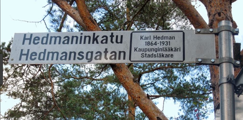 Hedmaninkadun kyltti Vaasassa