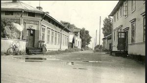 Vanha Palosaari, Vaasa: puutaloja ja katu 1900-luvun alussa