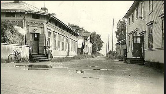 Vanha Palosaari, Vaasa: puutaloja ja katu 1900-luvun alussa
