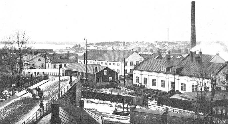 Miesten työtä konepajassa Vaasan Palosaarella 1909