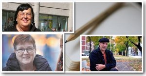 Kokoelma omakustanteita, ehkä Vaasasta, pöydällä