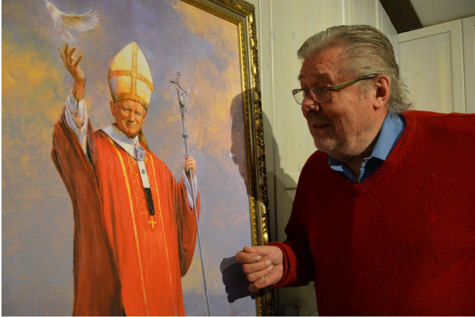 Fritz Jacobsson, vaasalainen taidemaalari, katsoo suoraan kameraan