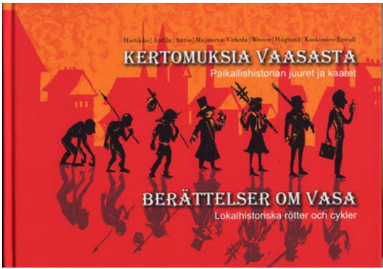 Kansi: Kertomuksia Vaasasta -kirja, Vaasan pääkirjaston edessä